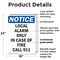 Signmission Local Alarm Only In Case Of Fire OSHA Notice Sign, Plastic, 18in W x 24in L, 2PK OS-2PACK-NS-P-1824-V-14026 - alternate 3